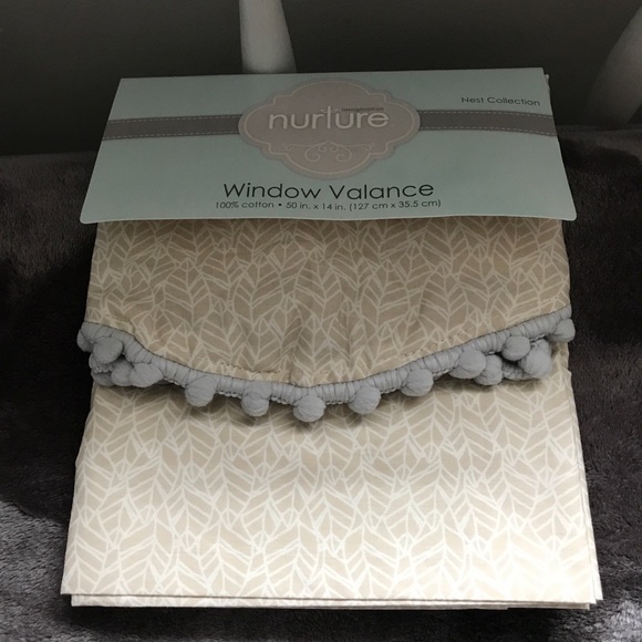 Nurture Imagination Other - NEW Nurture Imagination Nest Collection Window Valance 100% Cotton Pom Pom Trim